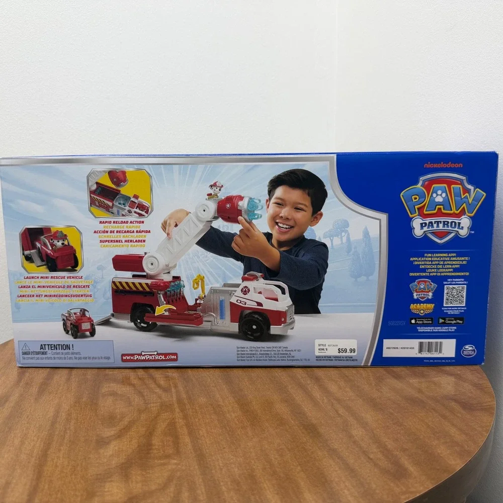 Paw Patrol Rapid Reload Fire Truck Marshall Fire Rescue Vehicle Playset Red